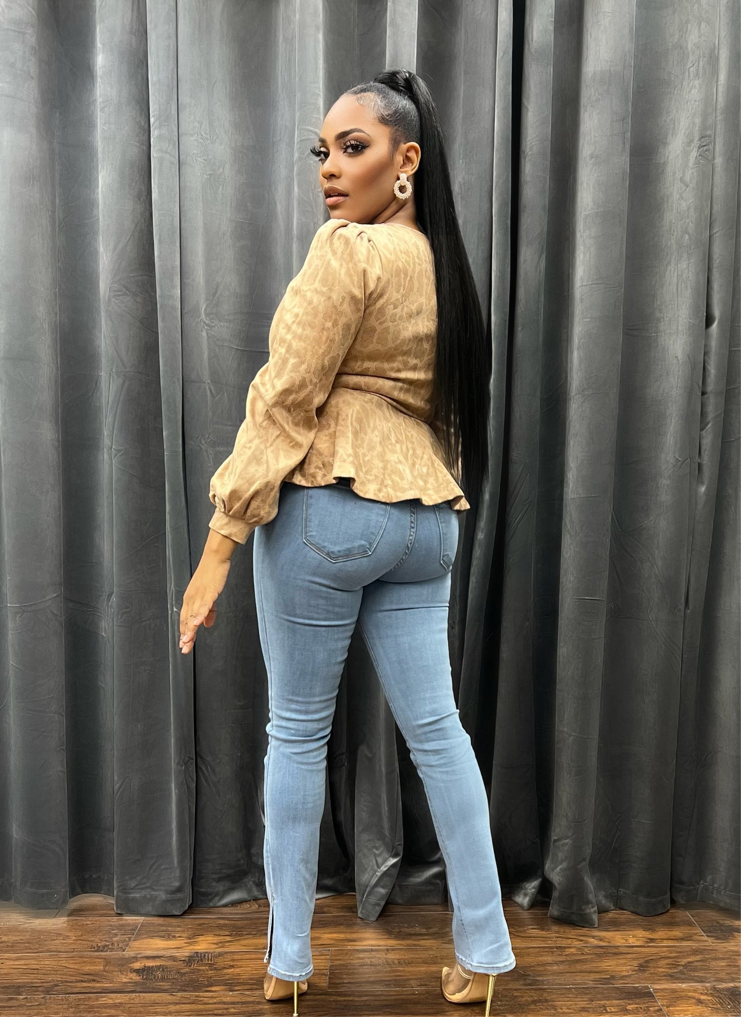 Side Slit Bootcut Jeans